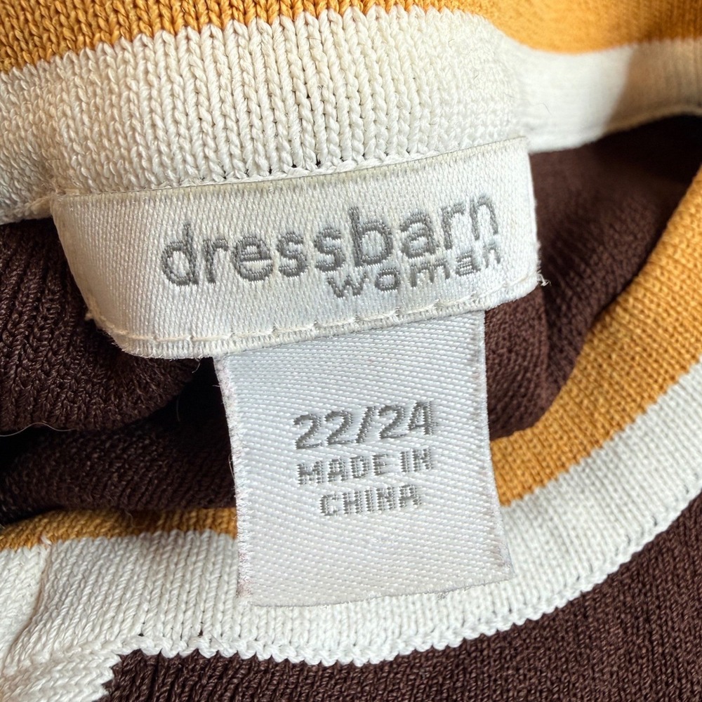 Dressbarn Woman Brown Yellow Striped Zip Front Cardigan Sweater‎ Plus Size 22/24 - Picture 11 of 12
